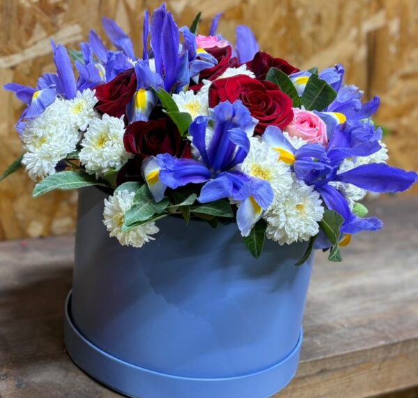 Boîte de Fleurs Bleu Éclatant